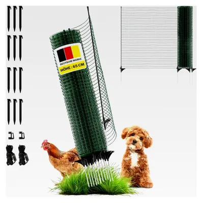 Produktbild von Begrenzungszaun FIX, mobiler Zaun 65 cm hoch, 15 m lang, engmaschig, 9 Pfähle