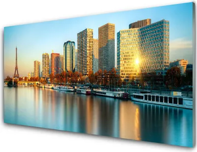 Produktbild von Acrylglasbilder 100x50 Wandbild Druck Stadt Meer Gebäude