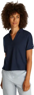 Obrázok produktu pre Tommy Hilfiger, dámske polo tričko s krátkym rukávom, materiál: lyocell, voľný strih, bez gombikov, modrej farby