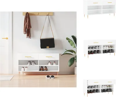 Produktbild von vidaXL Schuhbank Weiß 102x35x55 cm Holzwerkstoff -  Schuhregale & -schränke