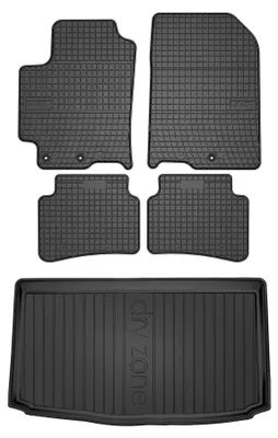 Zdjęcie produktu dla Dywaniki gumowe + mata bagażnika do Kia Stonic 2017- (SUV/crossover, dolny poziom podłogi) – czarne, dopasowane – Wielganizator SolidPRO