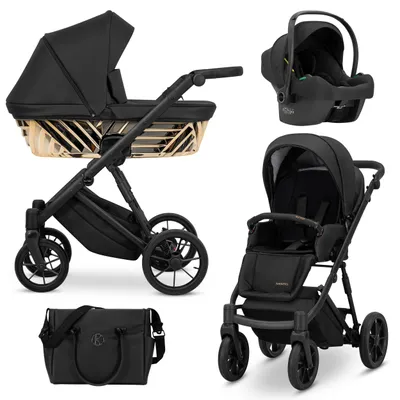 Image de Poussette Kunert Ivento Glam 3 en 1 en , couleur noire avec cadre noir