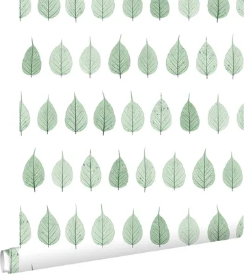 Obrázok produktu pre ESTAhome tapety kostra listy džungle zelená a biela 53 cm x 10,05 m