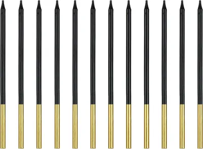 Immagine prodotto di Candeline per torta di compleanno, 14 cm - 12 pezzi - Nero e oro