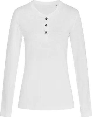 Produktbild von Stedman ST9580 | Damen Sharon Henley Long Sleeve for women - Farbe: White - Größe: L