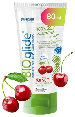 Immagine prodotto di JOYDIVISION Bioglide Original gel lubrificante alla ciliegia 80 ml | Lubrificante 100% naturale vegano | Gel lubrificante a Base Acqua con profumo e gusto | Gel per profilattici in lattice