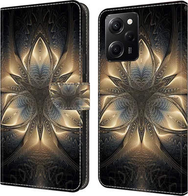Produktbild von CLM-Tech Hülle kompatibel mit Xiaomi Redmi Note 12 Pro 5G - Tasche aus Kunstleder - Klapphülle mit Ständer und Kartenfächern, goldener Ruhm