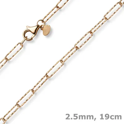 2-5mm-Paper-Clip-Armband-585-Rotgold-strukturiert-19cm