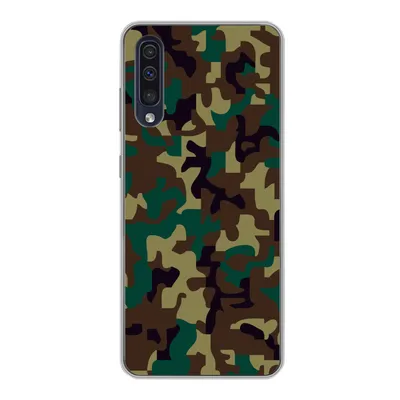 Produktbild von MuchoWow® Handyhülle Schutzhülle Hülle für Samsung Galaxy A30s Camouflage-Muster mit dunklen Farben Silikon Softcase Handy Hülle - Karteninhaber