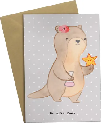 Produktbild von Mr. & Mrs. Panda babykarte Ozeanografin Herz - Grau Pastell - Geschenk, Meeresbiologe, Glückwunschkarte, Naturwissenschaftler, weihnachtskarten, einladungskarten, Studium