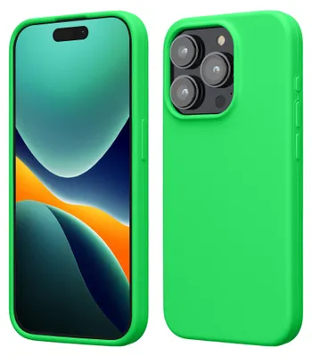 Produktbild von kwmobile Handyhülle für iPhone 15 Pro Hülle, für iPhone 15 Pro Case - Hülle Silikon - kabelloses Laden - Neon Grün