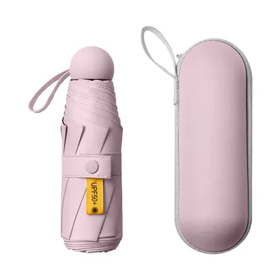 Produktbild von Mini Ultraleicht Regenschirm Sun Taschenschirm 5 Falten Sonnenschirm Schirme Anti-UV-Sonnenschutz (Rosa)
