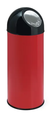 Image de V-Part - Abfallbehälter mit Druckdeckel 55 Liter - Steel Stainless steel - Rot, Schwarz