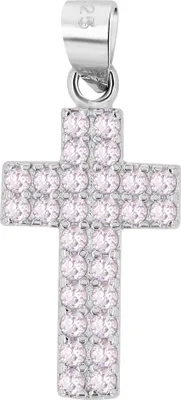 Produktbild von 925er Echt Silber Kreuz Anhänger "Thesaly", Zirkoniabesatz, rhodiniert