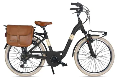 Immagine prodotto di Via Veneto Bici Elettrica Classic E-bike Lady 24” 6V Nero con Borse Laterali
