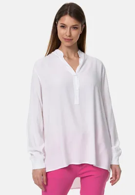 Produktbild von Rayshyne  Damen Longbluse Elegante Tunika Hemdbluse im Oversized Schnitt Weiß in Einheitsgröße  34 - 38 PM20