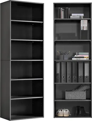 Immagine prodotto di mokebo® Libreria in legno nera, grigia o antracite "Il topo di biblioteca", scarpiera, scaffale in legno, scaffale per archivi, scaffale in piedi per il soggiorno, l'ufficio, la camera dei bambini, grande scaffale per la parete, larghezza 60 cm