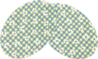 Produktbild von Knie-Ellenbogen-Aufnäher zum Aufbügeln, gelb, hellblau, kariert, Gänseblümchen