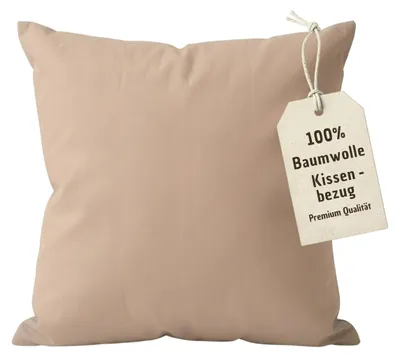 Produktbild von Kissenbezug 35x35 cm Graubraun | 100% Baumwolle | Atmungsaktive PREMIUM Kissenhülle mit verdecktem Reißverschluss