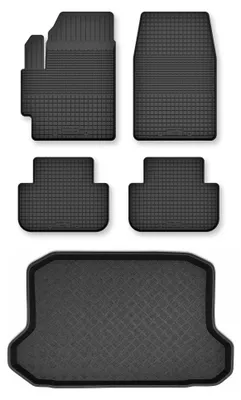 Zdjęcie produktu dla Dywaniki gumowe + mata bagażnika do Honda Civic VII 2001-2005 (hatchback, 5-drzwiowy) – czarne, dobierane – Wielganizator Semi-Universal
