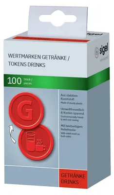 Produktbild von SIGEL WM006 Wertmarken Getränke, rot, Ø 25 mm, 100 Stück