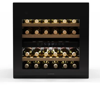 Image de Klarstein Rhone 36 Duo Cave à Vin - 36 Bouteilles, 2 Zones, 5-22°C, Éclairage LED, Porte Push-to-Open UV, Silencieux, Frigo Vin Blanc