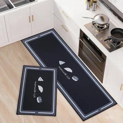 Produktbild von Famanu Küchenmatten-Set 2 Stück, rutschfest, wasserabsorbierend, grau (43 x 75 + 43 x 120 cm)