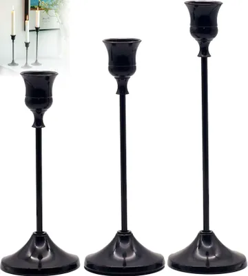 Produktbild von 3er-Set Kerzenständer – r Kerzenhalter – Kerzenständer für die Heimdekoration – Kerzenständer – Dekorative Accessoires – Schwarz