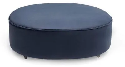 Obrázek produktu pro Modrý kulatý taburet designový obývací pokoj elegantní podnožka čalouněný nábytek