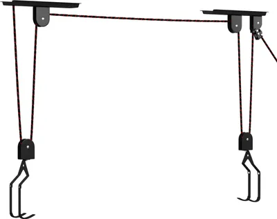 Produktbild von WELLGRO Fahrrad Deckenlift - Stahl, Fahrradlift schwarz, Fahrrad Deckenhalterung, Fahrradhalterung Tragkraft bis 23 kg, Deckenmontage