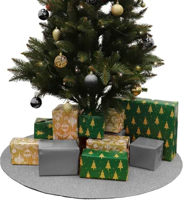 Produktbild von Primaflor Weihnachtsbaum Unterlage GLIMMER - Rund - Silber - Ø 30cm - B1 Tannenbaumdecke, Decke für Weihnachtsbäume - Tannenbaum Bodenmatte