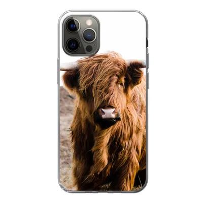 Produktbild von MuchoWow® Handyhülle Schutzhülle Hülle für iPhone 13 Pro Schottische Highlander - Landschaft - Kuh - Braun - Tiere - Natur Silikon Softcase Handy Hülle - Handy-Tasche