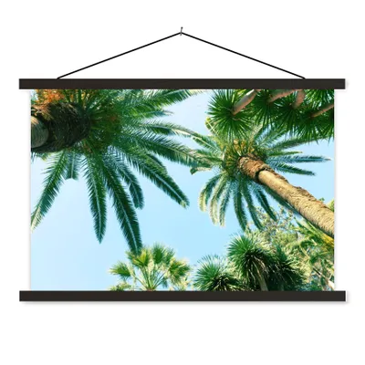 Produktbild von MuchoWow® Textilposter Palmwedel - Himmel - Sommer - Tropisch 90x60 cm mit schwarzem Rahmen - Aufhängungssatz