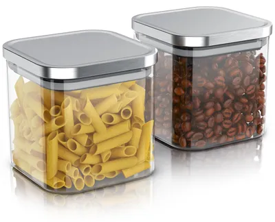 Produktbild von Arendo Vorratsgläser, Glasbehälter-Set 2x 0,8 L Borosilikatglas mit Edelstahldeckel, eckig, luftdicht, 2er Set, hitzebeständig, umweltfreundlich, langlebig, mikrowellengeeignet