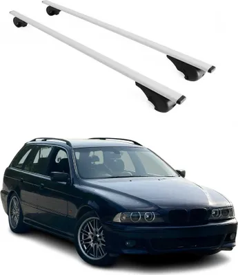 Zdjęcie produktu dla Poprzeczne relingi dachowe do BMW serii 5 E39 kombi 1997-2004, kolor srebrny