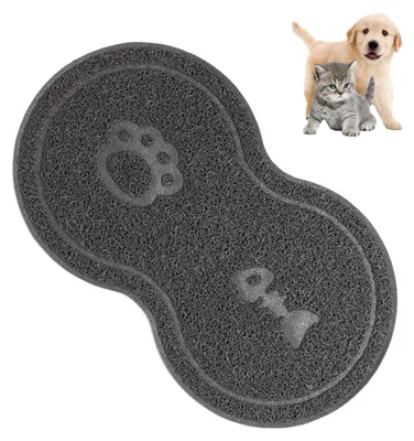 Productafbeelding van Voermat kat - PVC - 45 x 26 cm - Grijs - Voedermat huisdieren