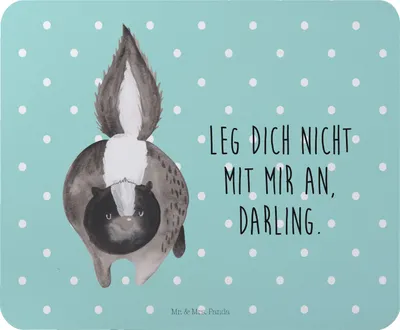 Produktbild von Mr. & Mrs. Panda Mousepad Stinktier Angriff - Türkis Pastell - Geschenk, laptop, Raubtier, Skunk, Mouse Pad, Drohung, Wildtier, Mauspad, mousematte, wütend