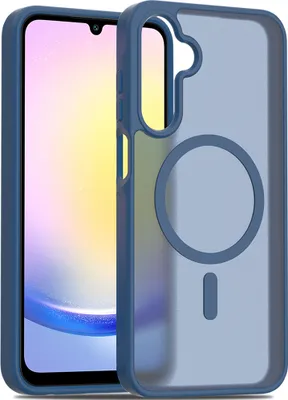 Image de Etui magnétique pour Samsung Galaxy A25, compatible avec MagSafe, dos translucide mat, antichoc Bleu foncé