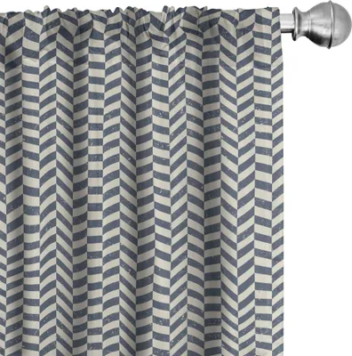 Produktbild von ABAKUHAUS Winkel Vorhänge, Gardinen, Grunge geometrische Zickzack Stripes Contemporary Style Shapes Anordnung, 2 Stück 75 x 245 cm, Blaugrau Eierschalenfarben