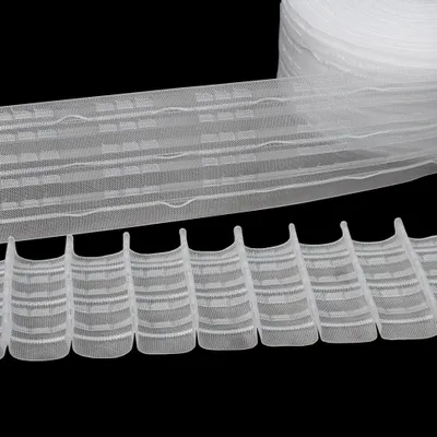 Produktbild von Gardinenband 10m Bleistiftfalte Multitaschenband Transparent-80mm 1:1.8 Kräuselband Faltenband