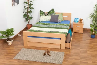 Produktbild von Bett 140 x 200 cm Buche massiv Natur