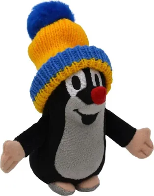 Produktbild von Plüschfigur Der kleine Maulwurf, stehend mit Mütze blau-gelb, 12 cm