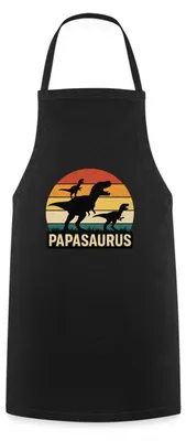 Produktbild von Spreadshirt Papasaurus Dino Papa Kochschürze, One size, Schwarz