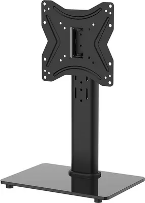 Immagine prodotto di Supporto universale girevole per TV, compatibile con schermi da 17 a 43 pollici, standard VESA, con 4 livelli di altezza regolabili, inclinazione di 30°, base in vetro temperato con capacità di carico di 30 kg e sistema di gestione dei cavi