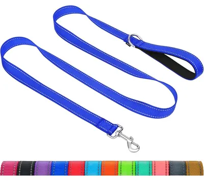 Obrázok produktu pre Obojok pre psa, reflexný, s polstrovanou rukoväťou, tmavomodrej farby, dĺžka 1,2 m, šírka 2,5 cm