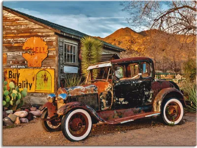 Produktbild von ARTland Leinwandbild Oldtimer Route 66 Hackberry Größe: 80x60 cm