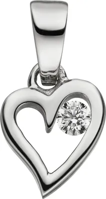 Produktbild von Anhänger Kleines Herz 925 Sterling Silber 1 Zirkonia Herzanhänger