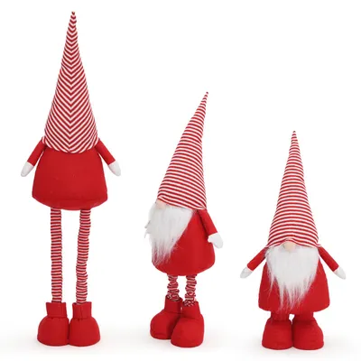 Produktbild von Salcar Weihnachtsfigur Wichtel Dekofigur Weihnachten Gnome Stehende Weihnachtsdeko mit Teleskopbeinen bis 60 - 92 cm groß, Rot