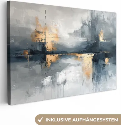 Produktbild von Leinwand Bilder 120x80 cm - Abstrakte Farbe, moderne Wanddeko für Wohnzimmer