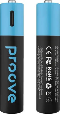 Obrázok produktu pre Nabíjateľné batérie Proove Aaa 740Mwh 2Szt Black/Black